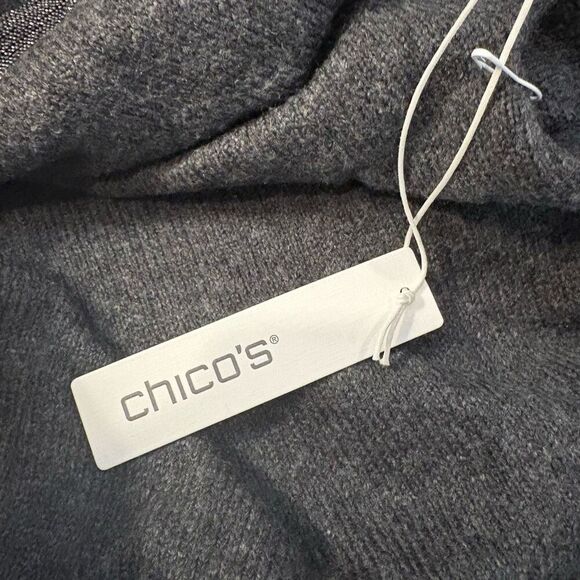 NWT Chicos Ball Chain Knit Poncho Grey L/ XL $118.00 - Picture 6 of 7